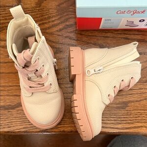Cat & Jack Cream and Pink Kids Combat Boots